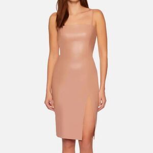NWT Susana Monaco Faux Leather Dress in Brioche, Small